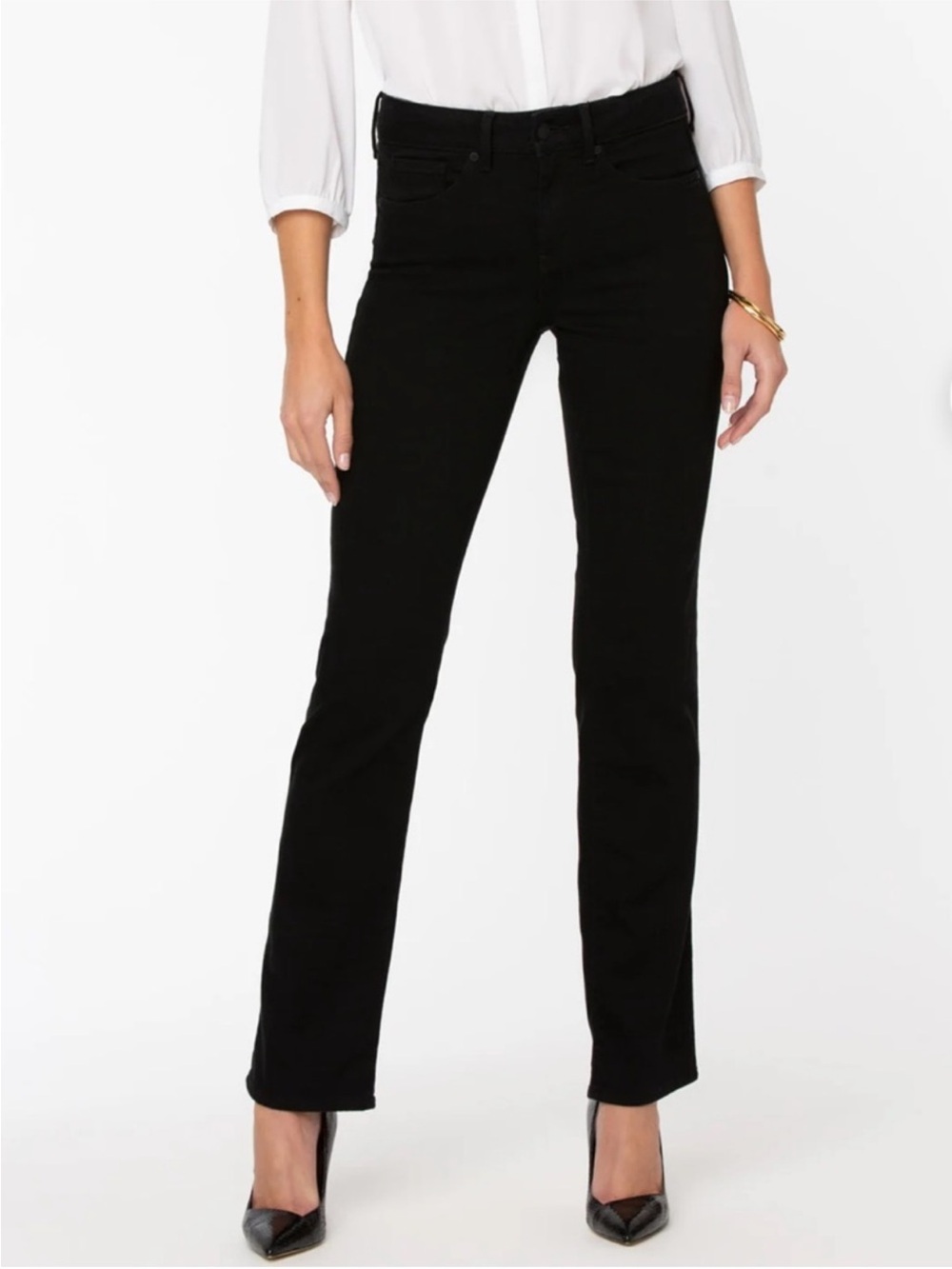NYDJ Marilyn Straight-Leg Jeans in Black